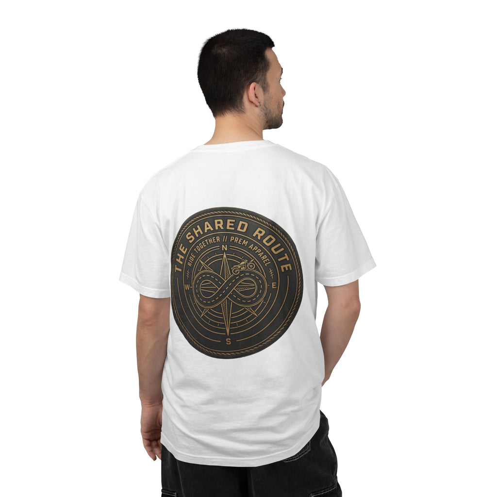 Shared Route Compass T‑Shirt — Vintage Infinity Map Graphic