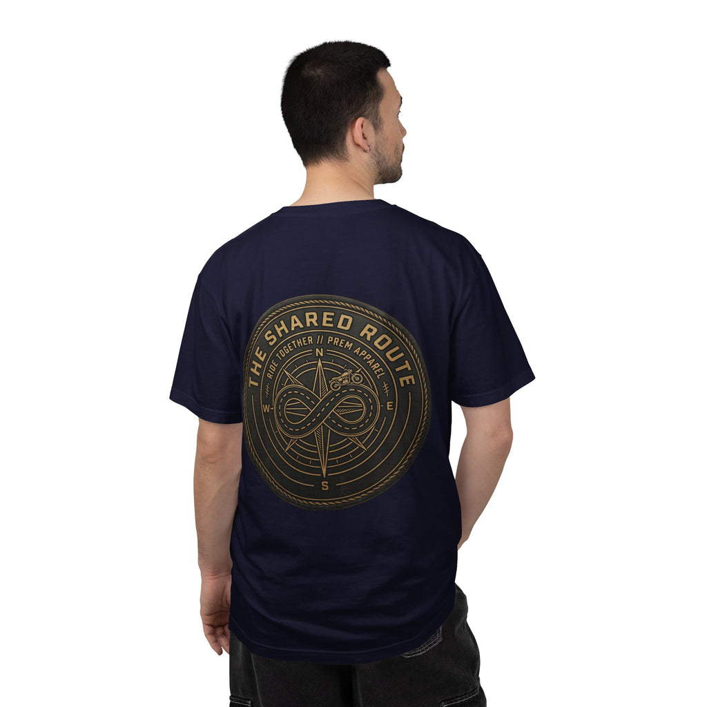 Shared Route Compass T‑Shirt — Vintage Infinity Map Graphic