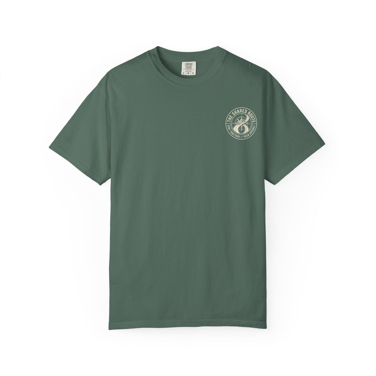 Shared Route Compass T‑Shirt — Vintage Infinity Map Graphic