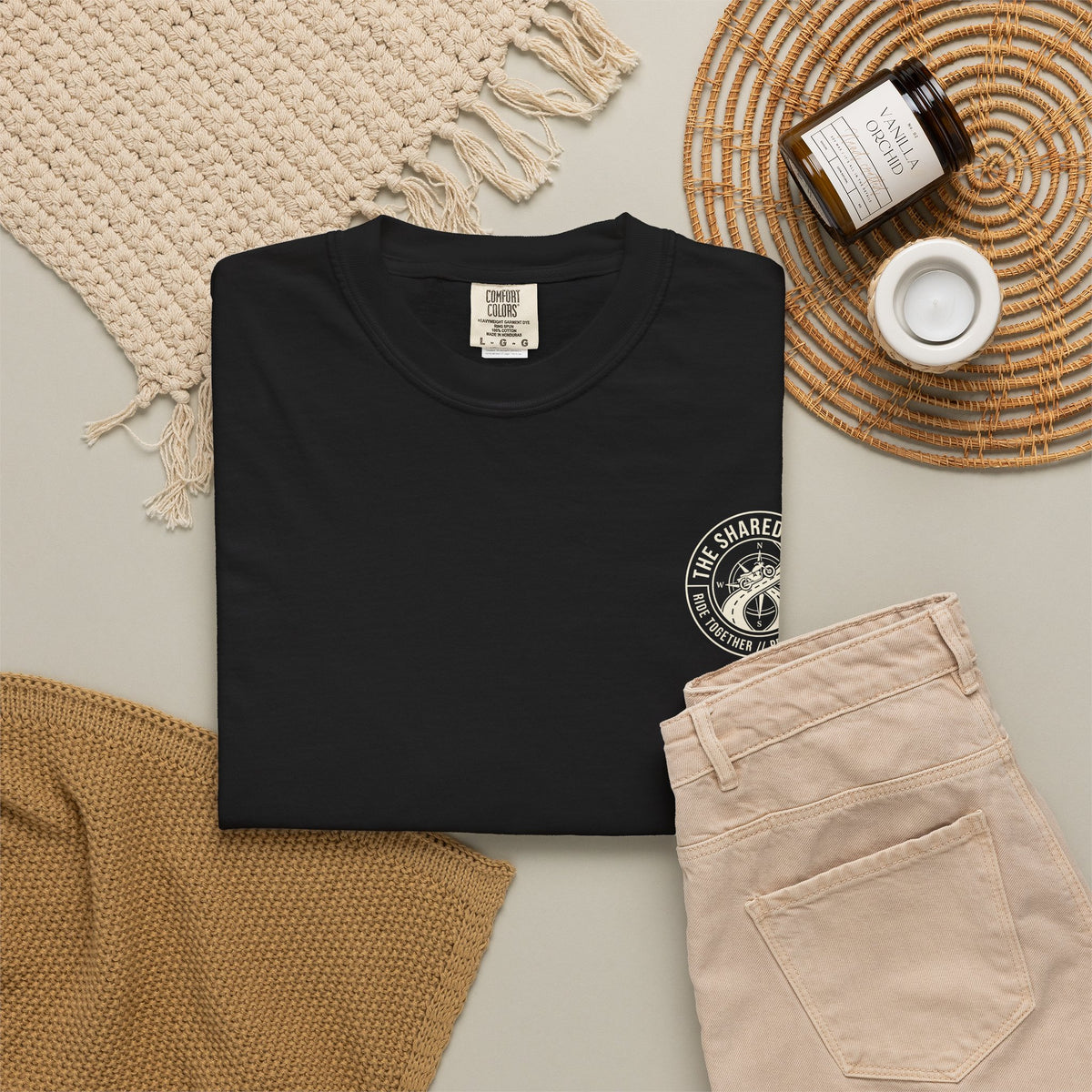 Shared Route Compass T‑Shirt — Vintage Infinity Map Graphic