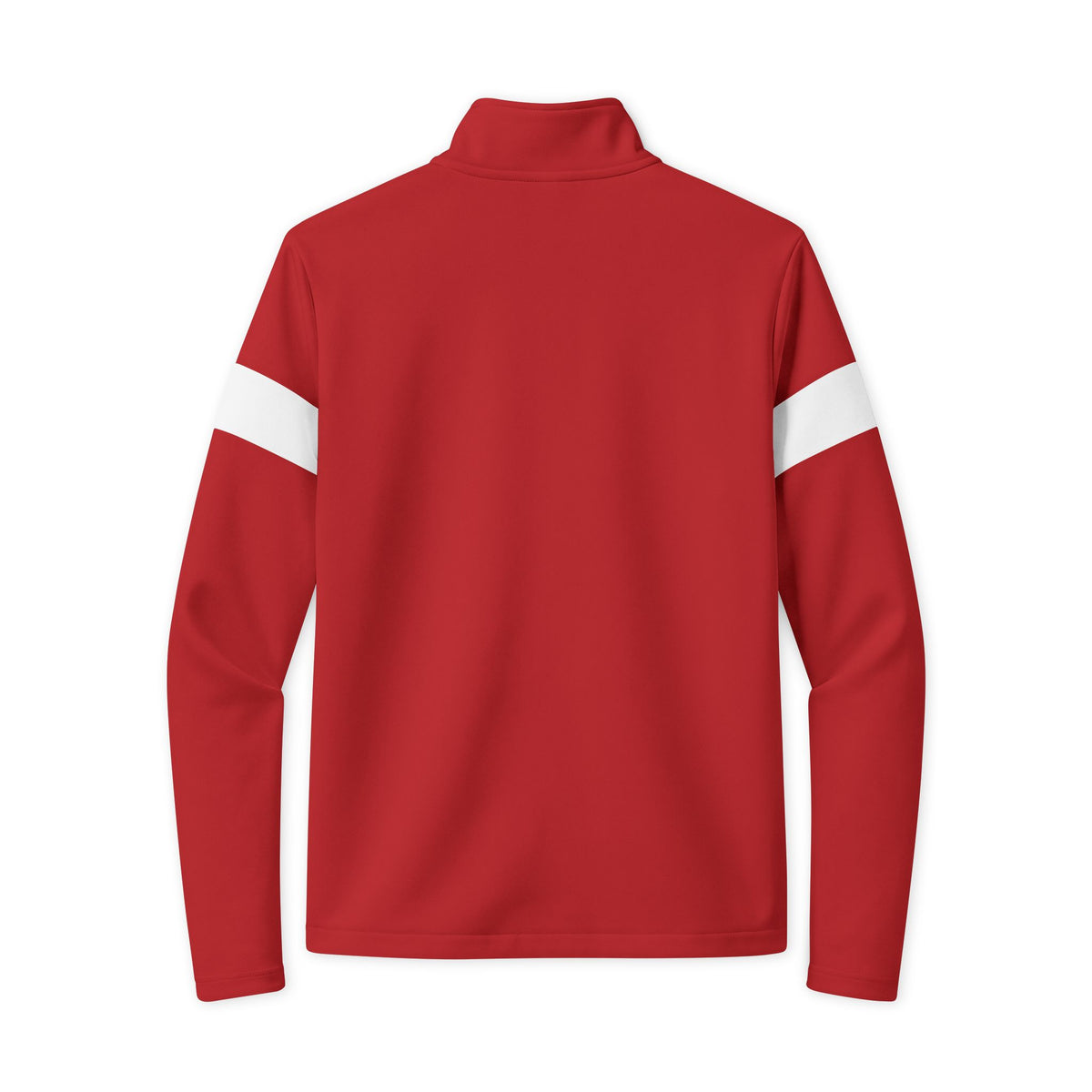 Embroidered Travel Full-Zip Jacket - Lightweight Red Track Jacket with White Sleeve Stripes
