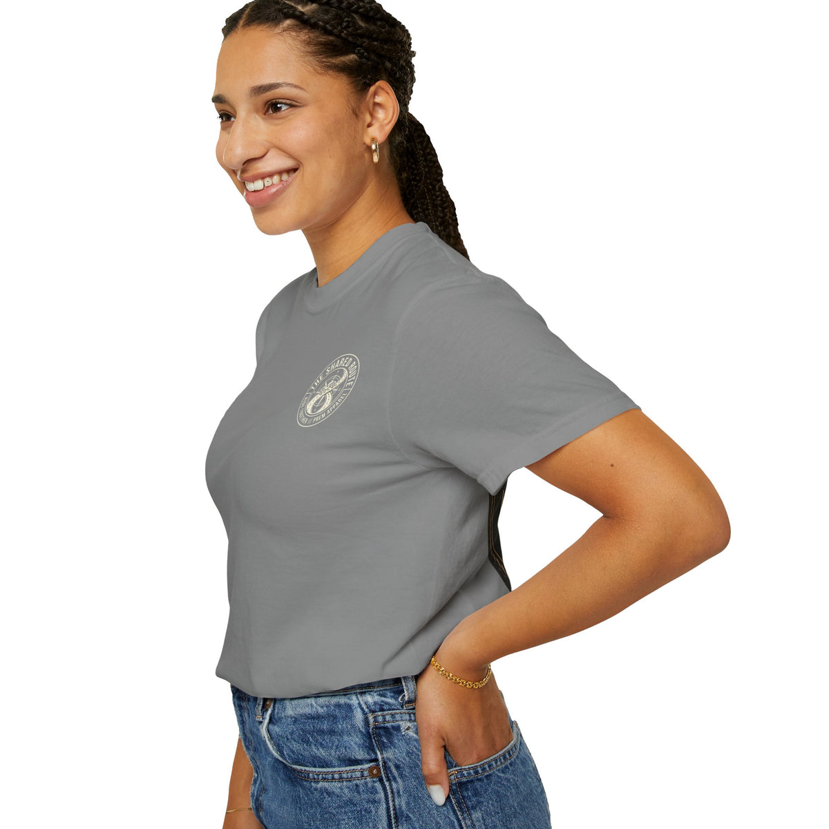 Shared Route Compass T‑Shirt — Vintage Infinity Map Graphic