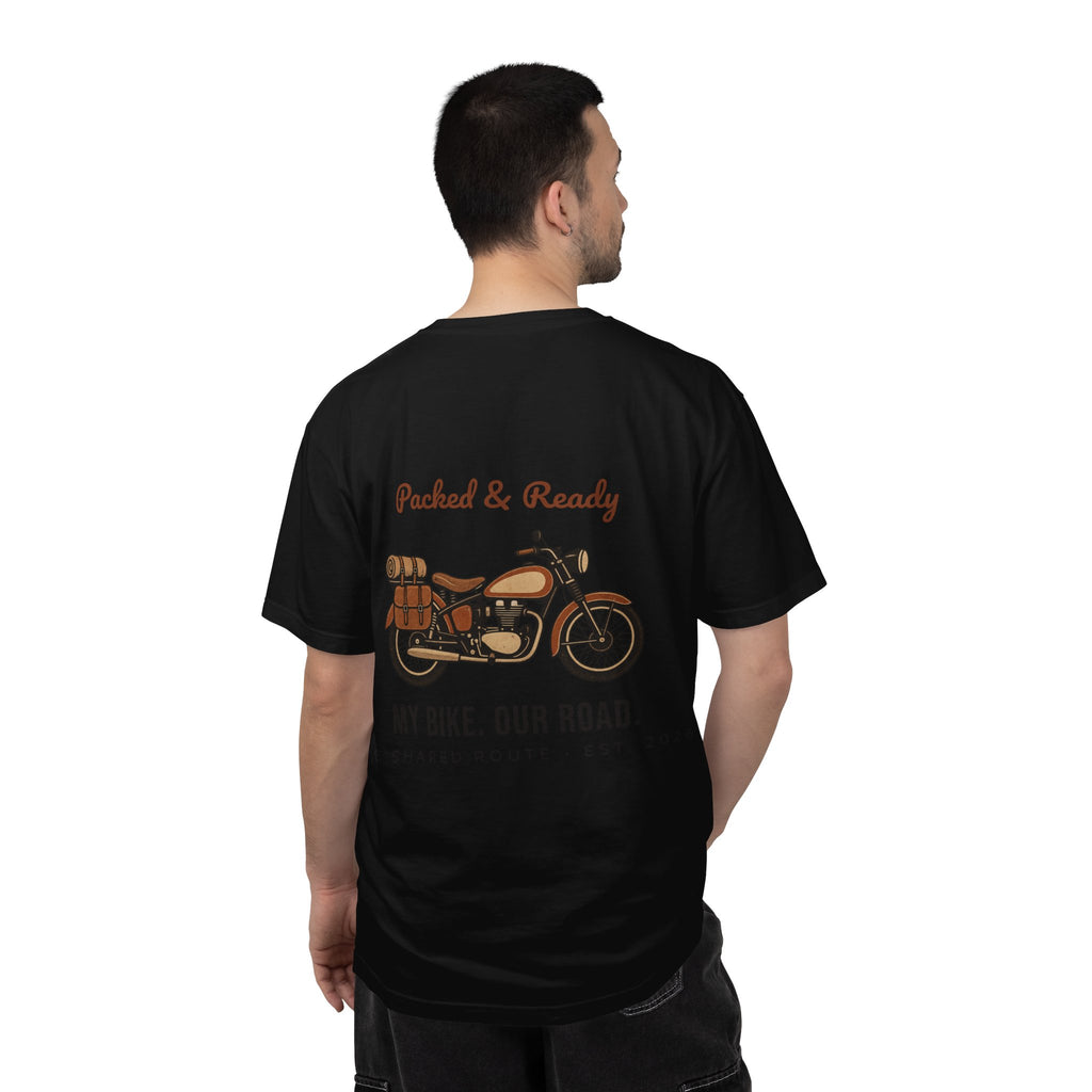 Motorcycle T-Shirt — "Packed & Ready" Vintage Bike Tee (My Bike. Our Road.)