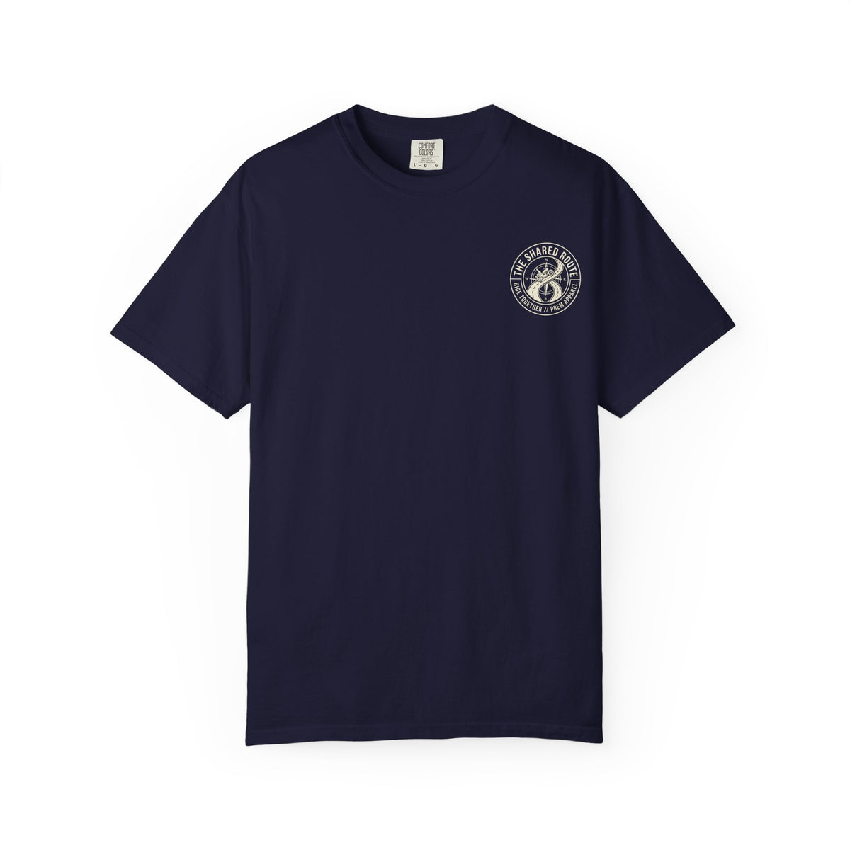 Shared Route Compass T‑Shirt — Vintage Infinity Map Graphic