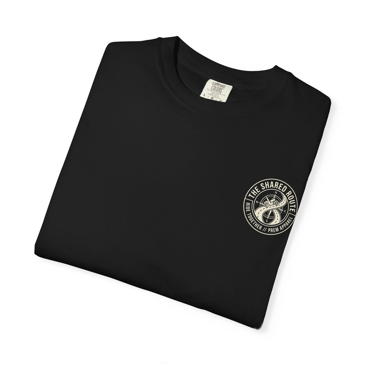 Shared Route Compass T‑Shirt — Vintage Infinity Map Graphic