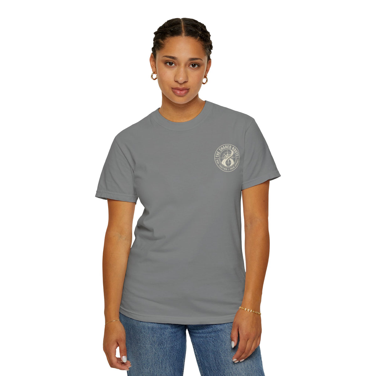 Shared Route Compass T‑Shirt — Vintage Infinity Map Graphic