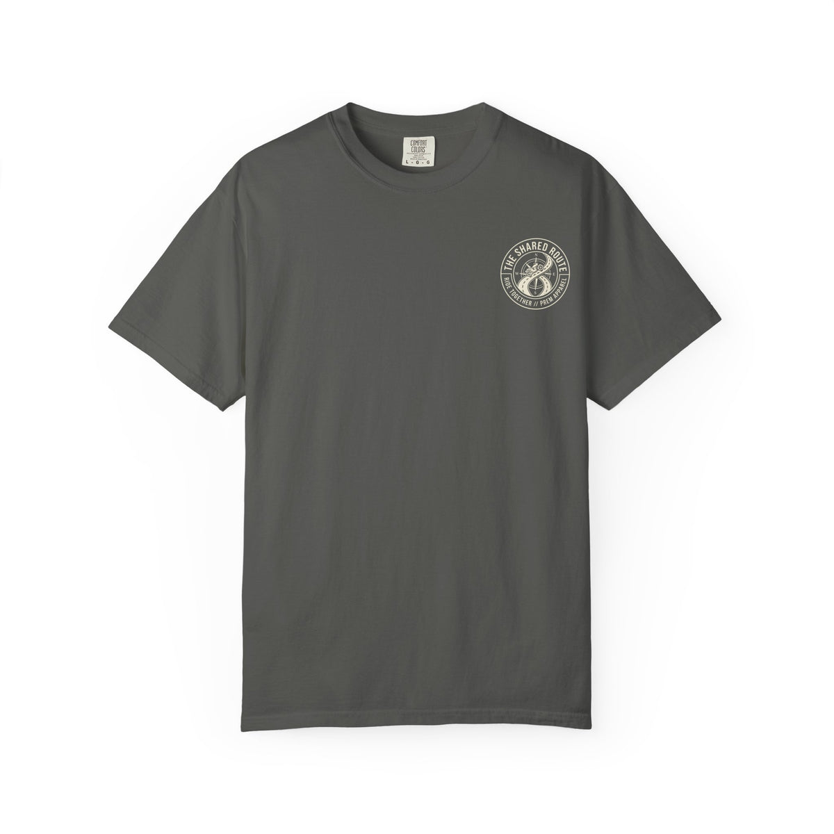 Shared Route Compass T‑Shirt — Vintage Infinity Map Graphic