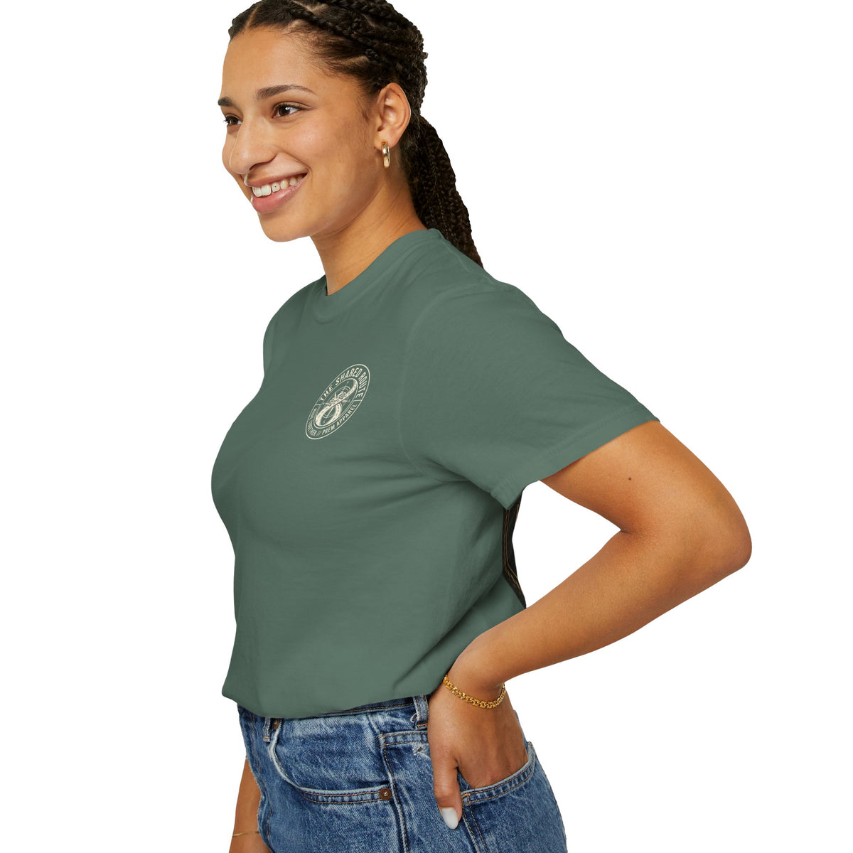 Shared Route Compass T‑Shirt — Vintage Infinity Map Graphic
