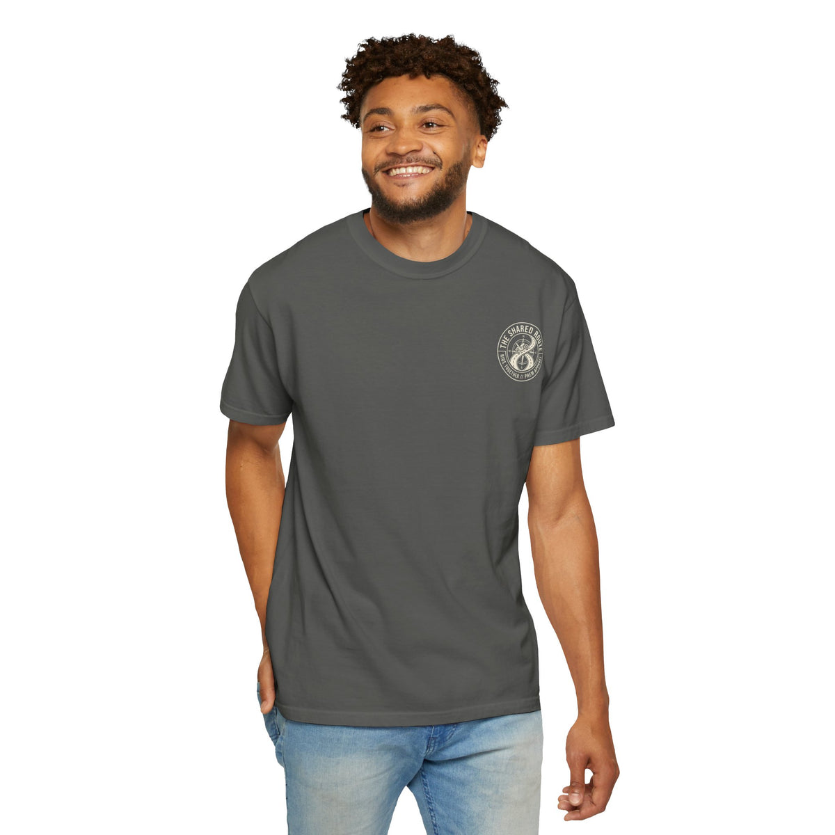 Shared Route Compass T‑Shirt — Vintage Infinity Map Graphic