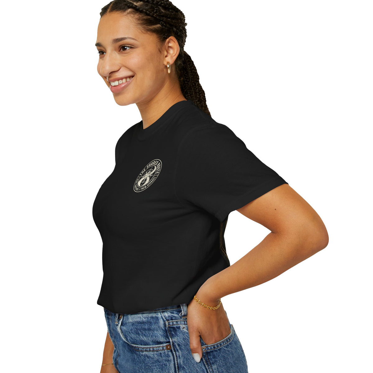 Shared Route Compass T‑Shirt — Vintage Infinity Map Graphic