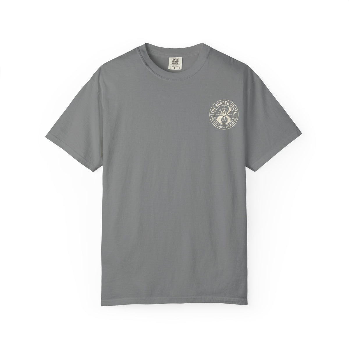 Shared Route Compass T‑Shirt — Vintage Infinity Map Graphic