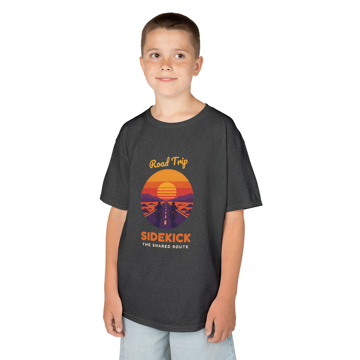 Road Trip Sidekick Youth Tee - Retro Sunset Riders Shirt