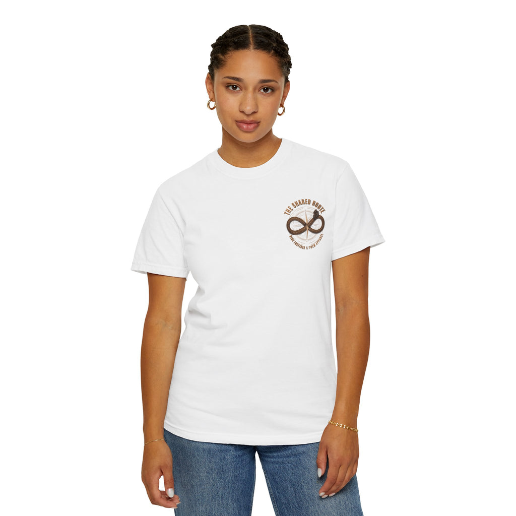 Shared Route Compass T‑Shirt — Vintage Infinity Map Graphic
