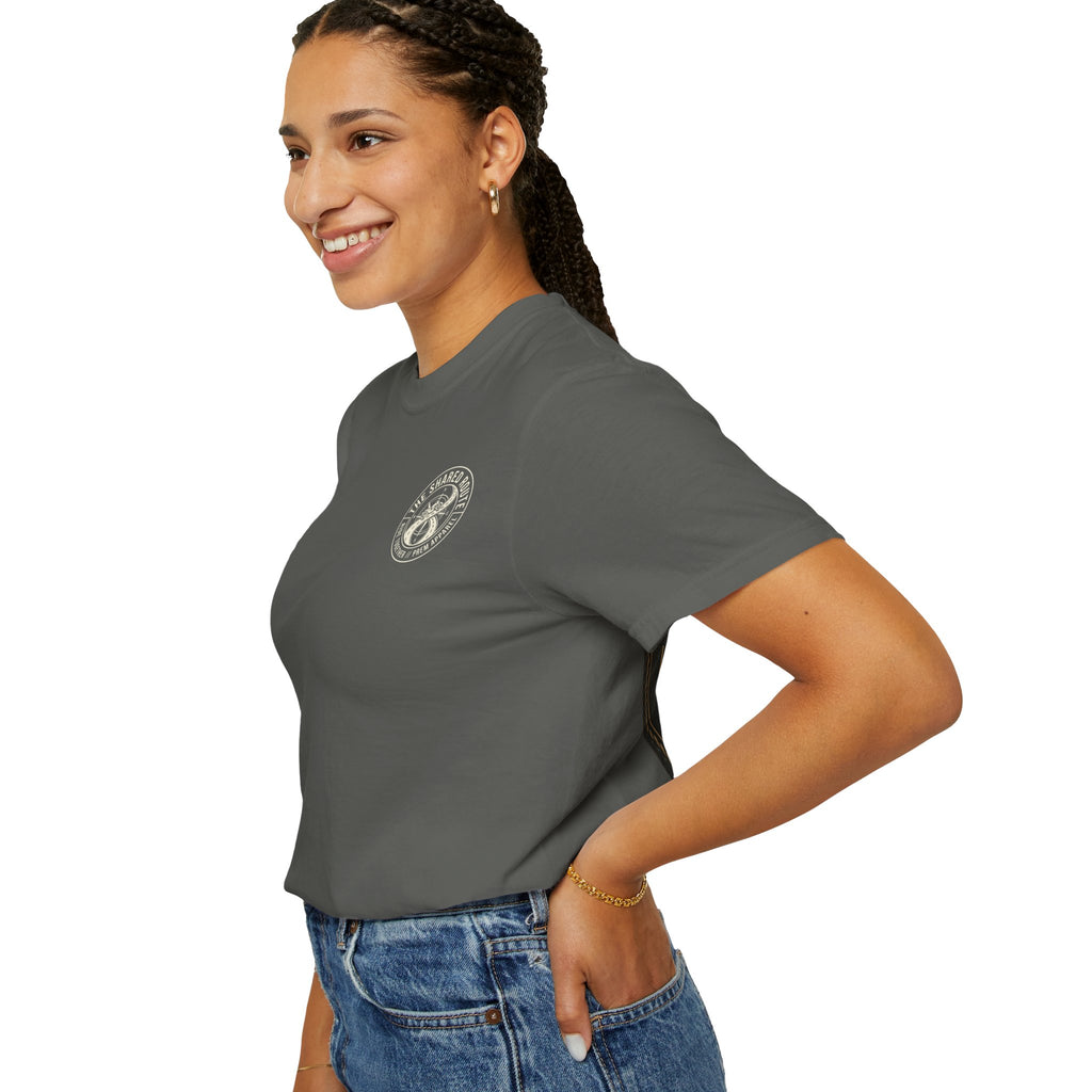 Shared Route Compass T‑Shirt — Vintage Infinity Map Graphic