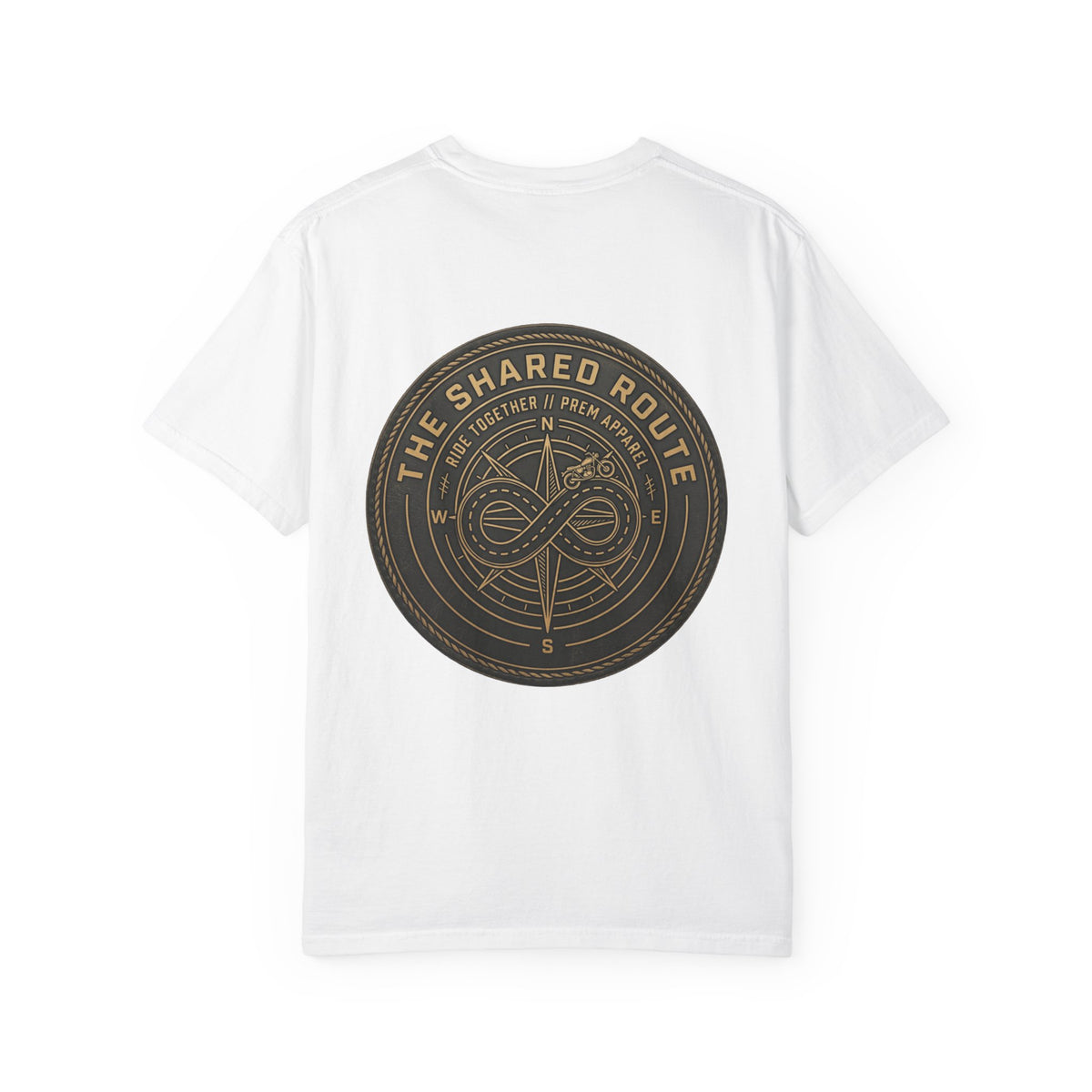 Shared Route Compass T‑Shirt — Vintage Infinity Map Graphic