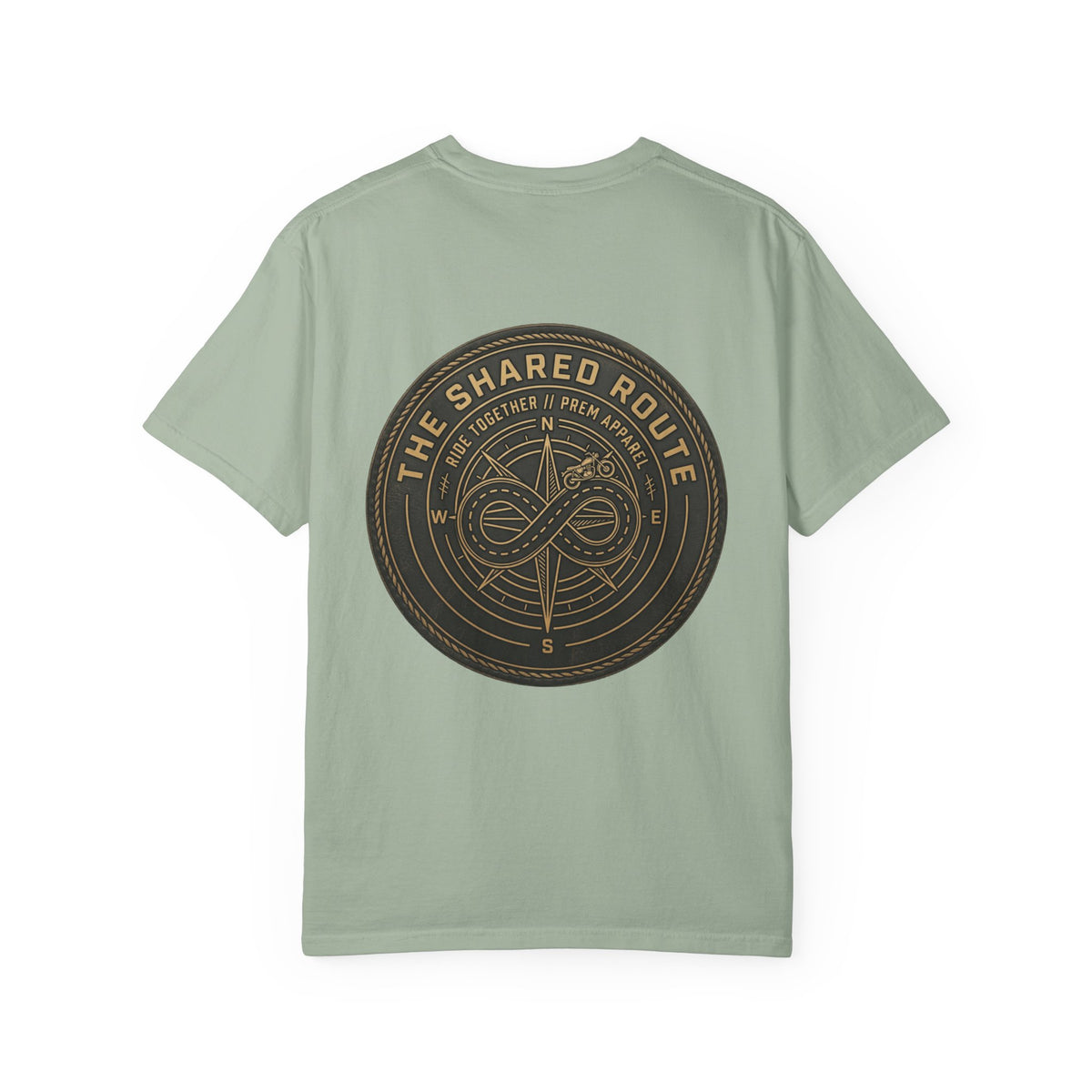 Shared Route Compass T‑Shirt — Vintage Infinity Map Graphic