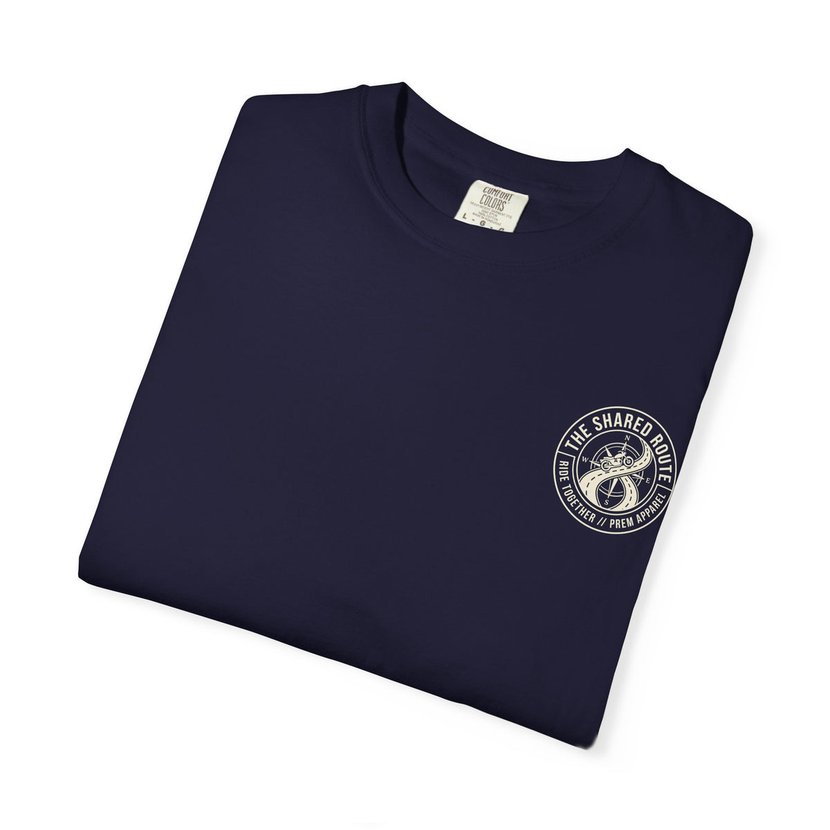 Shared Route Compass T‑Shirt — Vintage Infinity Map Graphic